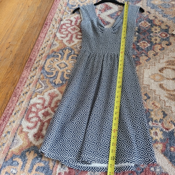 Anthropologie Matilde‎ Dress Navy & White Criss Cross Open Back Fit & Flare Sz 2 - Picture 12 of 12
